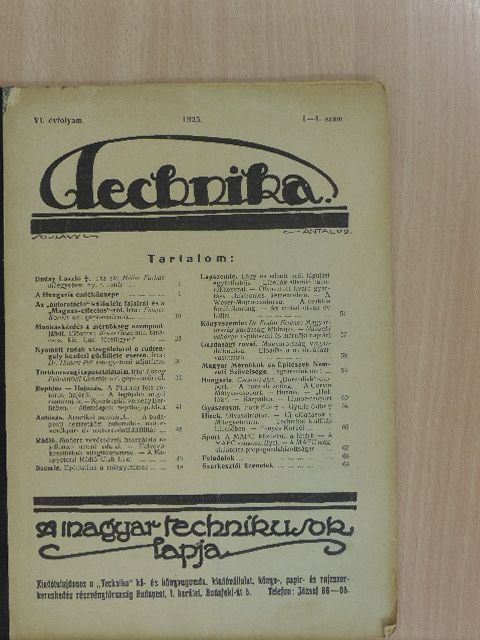 Dr. Heller Farkas - Technika 1925/1-4. [antikvár]