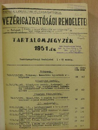 Vezérigazgatósági Rendeletek 1951. [antikvár]