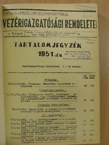 Vezérigazgatósági Rendeletek 1951. [antikvár]