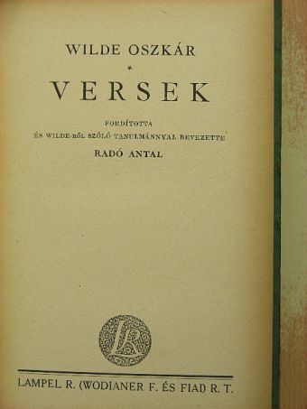 Wilde Oszkár - Versek [antikvár]
