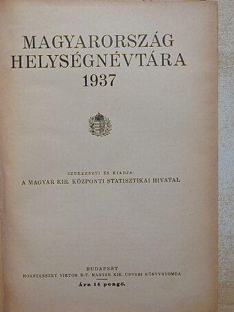 Magyarország helységnévtára 1937 [antikvár]