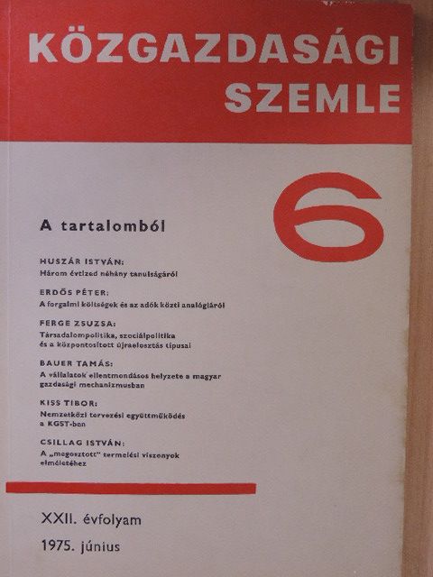 Bauer Tamás - Közgazdasági Szemle 1975. június [antikvár]