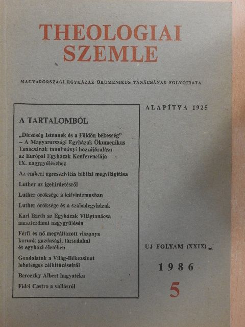 Bertalan Imre - Theologiai Szemle 1986/5. [antikvár]