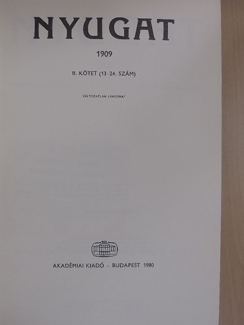 Ady Endre - Nyugat 1909. II. [antikvár]