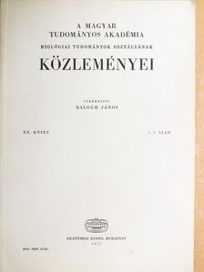 Csuták János - A Magyar Tudományos Akadémia Biológiai Tudományok Osztályának Közleményei XX. kötet 1-2. szám [antikvár]