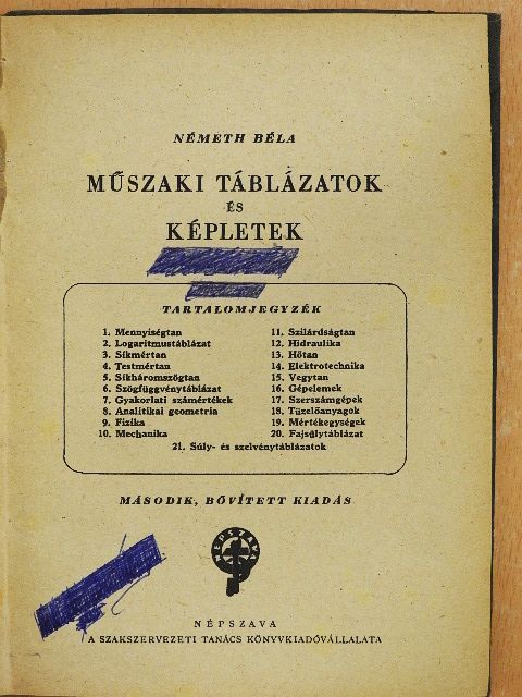 Németh Béla - Műszaki táblázatok és képletek [antikvár]
