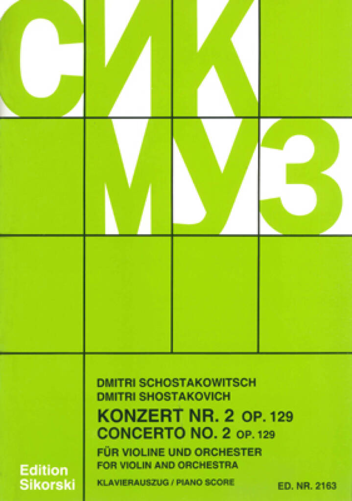 SCHOSTAKOWITSCH, DMITRI - KONZERT NR.2 OP.129 FÜR VIOLINE UND ORCHESTER (1967), KLAVIERAUSZUG VOM KOMPONISTEN