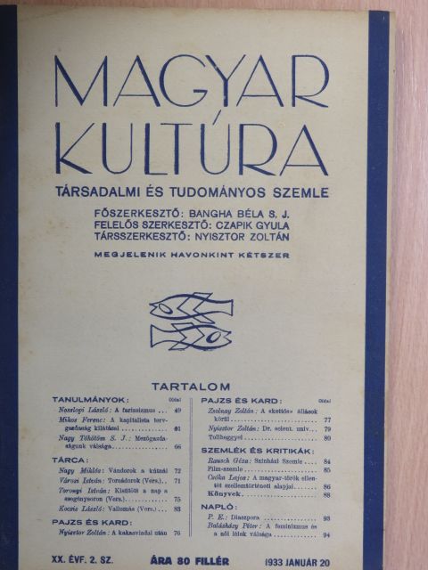 Balásházy Péter - Magyar Kultúra 1933. január 20. [antikvár]