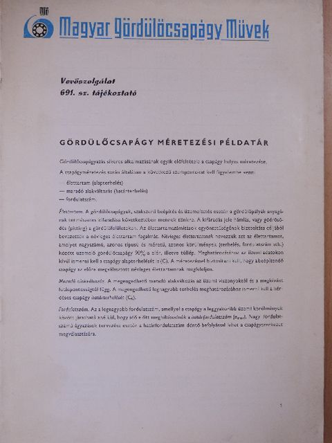 Gördülőcsapágy méretezési példatár [antikvár]