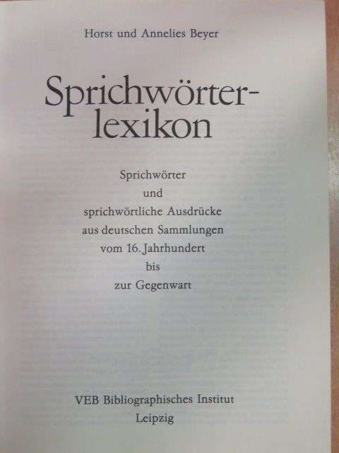 Annelies Beyer - Sprichwörterlexikon [antikvár]