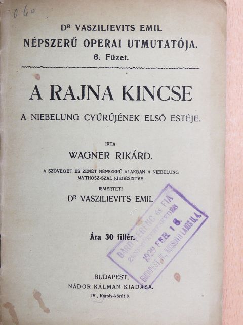 Wagner Rikárd - A Rajna kincse [antikvár]