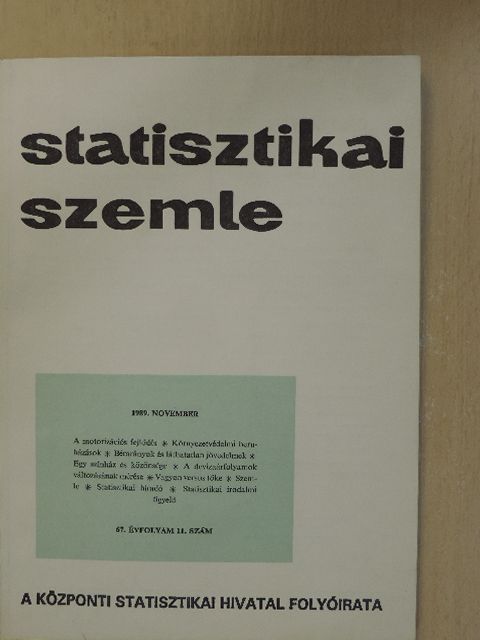 Árvay János - Statisztikai Szemle 1989. november [antikvár]