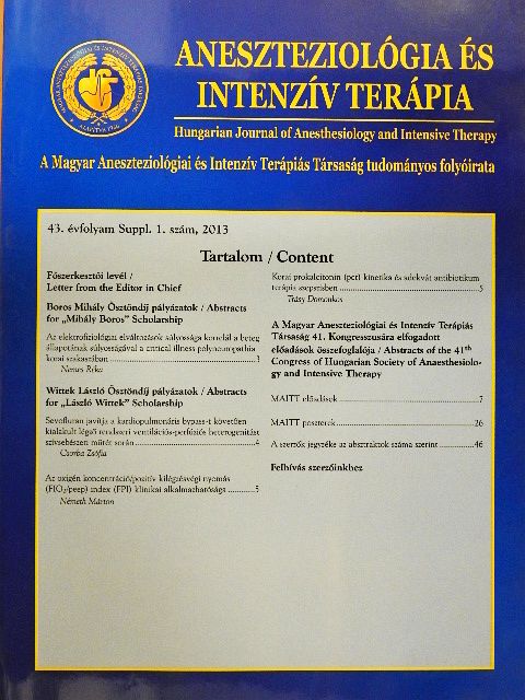 Babik Barna - Aneszteziológia és intenzív terápia 2013/1. [antikvár]