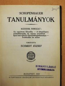 Schopenhauer - Tanulmányok II. [antikvár]