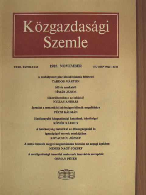 Balogh Tamás - Közgazdasági Szemle 1985. november [antikvár]