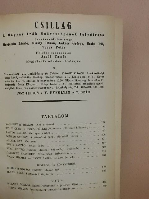 Ancsel Éva - Csillag 1952. (fél évfolyam) [antikvár]