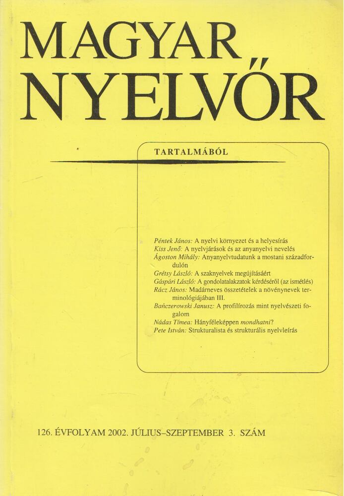 Keszler Borbála - Magyar Nyelvőr 2002. Július-szeptember [antikvár]