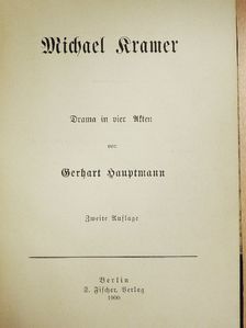 Gerhart Hauptmann - Michael Kramer (gótbetűs) [antikvár]