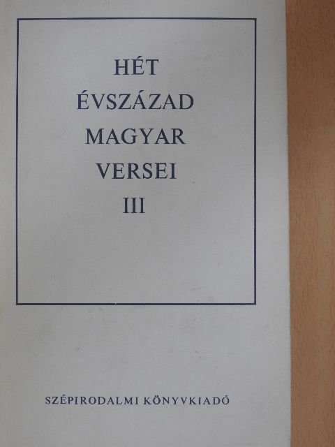 Berda József - Hét évszázad magyar versei III. (töredék) [antikvár]