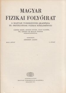 Jánossy Lajos - Magyar fizikai folyóirat XXIII. kötet 5. füzet [antikvár]