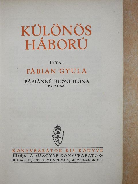 Fábián Gyula - Különös háború [antikvár]