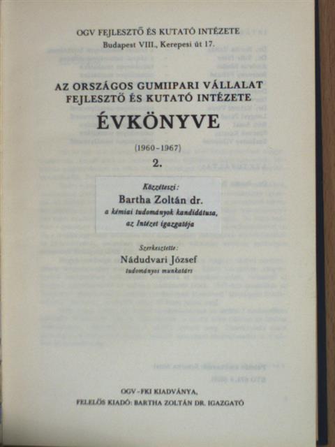 Ambrus Sándor - Az Országos Gumiipari Vállalat Fejlesztő és Kutató Intézete Évkönyve 2. [antikvár]