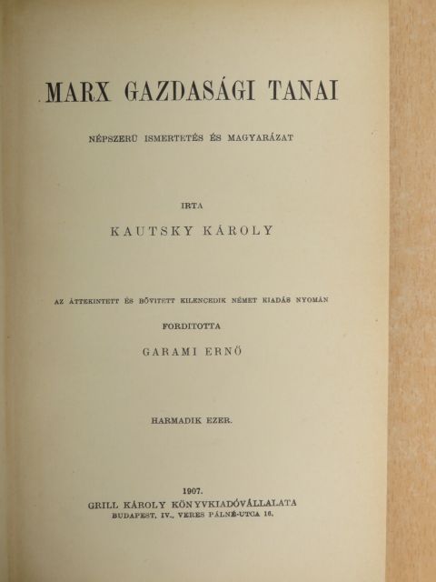 Kautsky Károly - Marx gazdasági tanai [antikvár]