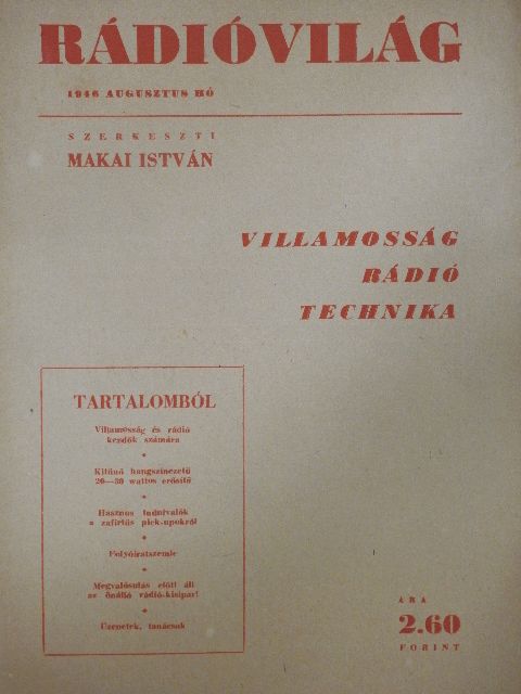 Rádióvilág 1946. augusztus [antikvár]