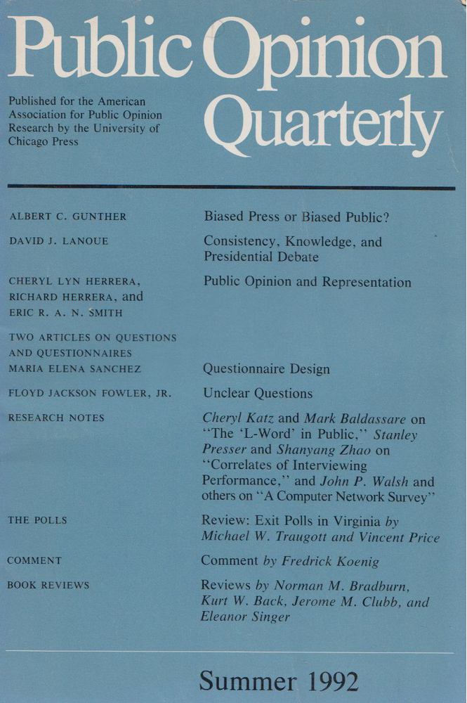 Public Opinion Qaurterly - Summer 1992 [antikvár]