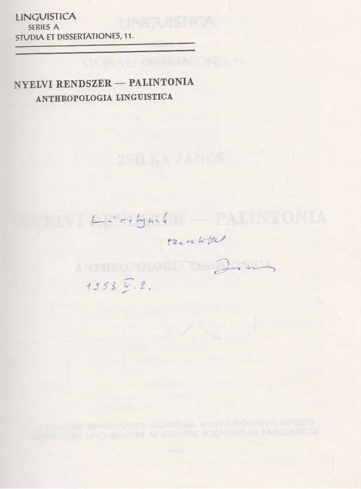 Zsilka János - Nyelvi rendszer-palintonia (dedikált) [antikvár]