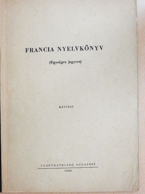 Dr. Barczán Endre - Francia nyelvkönyv [antikvár]