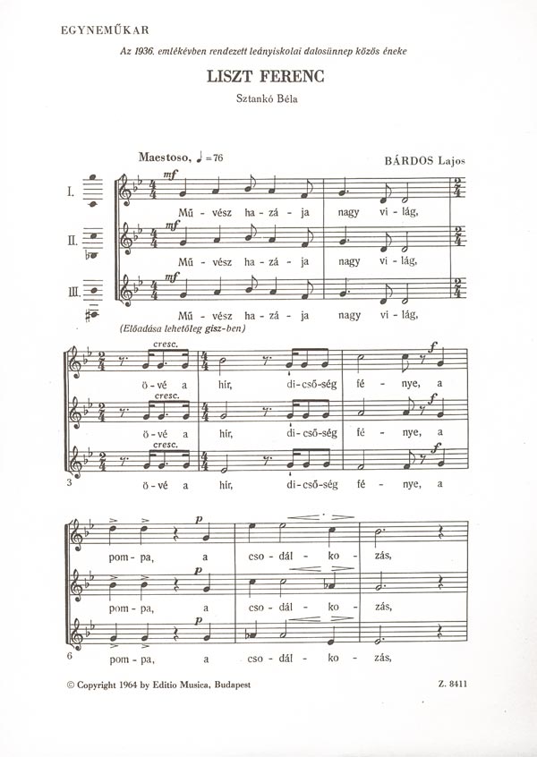 BÁRDOS LAJOS - LISZT FERENC EGYNEMŰKARRA