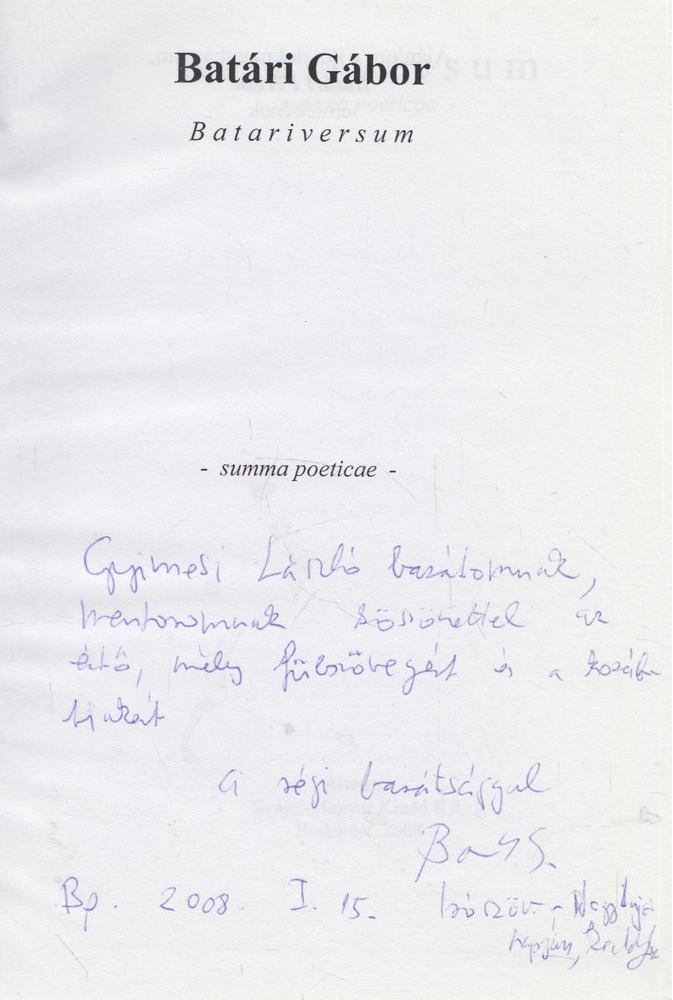 Batári Gábor - Batariversum (dedikált) [antikvár]