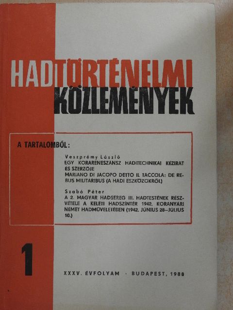 Erős Ferenc - Hadtörténelmi Közlemények 1988/1-4. [antikvár]