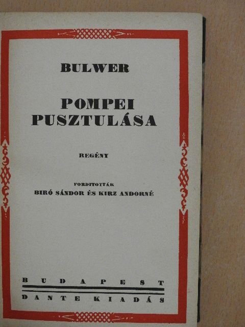 Bulwer - Pompei pusztulása [antikvár]