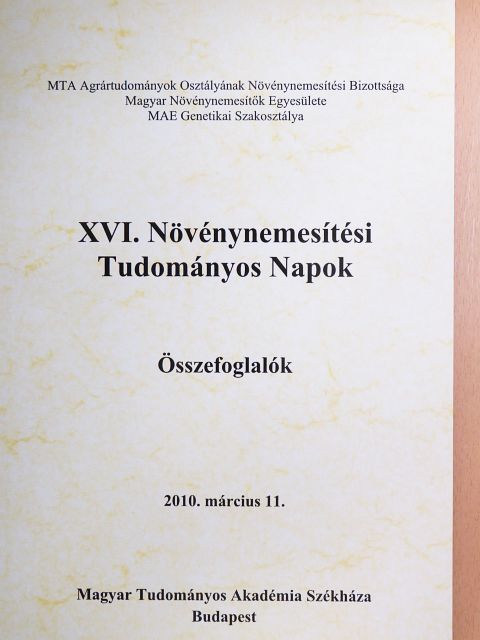 Bóna Lajos - XVI. Növénynemesítési Tudományos Napok [antikvár]