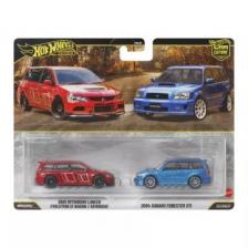Hot Wheels: 2005 Mitsubishi Lancer és 2004 Subaru Forester deluxe kisautó - 2 db-os