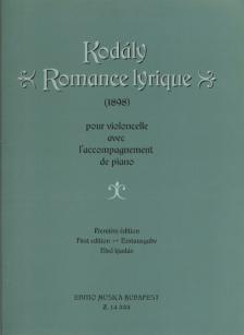 KOD - ROMANCE LYRIQUE (1898) POUR VIOLONCELLE AVEC PIANO PREMIERE ÉDITION