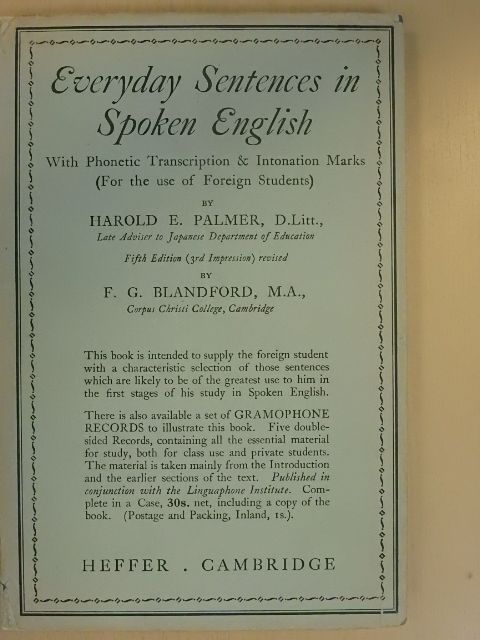 D.Litt. Harold E. Palmer - Everyday Sentences in Spoken English [antikvár]