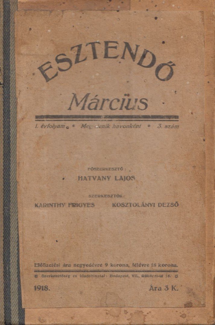 Esztendő 1918 március/április (egybekötve) [antikvár]