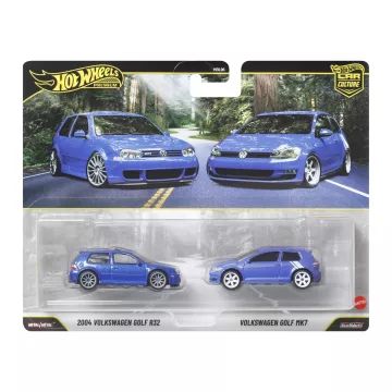 Hot Wheels: 2004 Volkswagen Gold R32 és Volkswagen Golf MK7 deluxe kisautó - 2 db-os