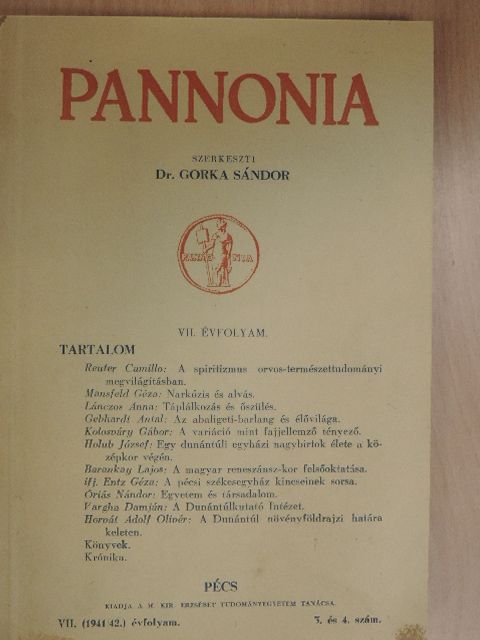 Balogh István - Pannonia 1941/42/3-4. [antikvár]