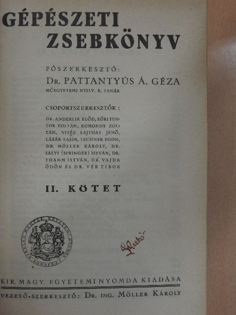 Bókay Árpád - Gépészeti zsebkönyv II. (töredék) [antikvár]