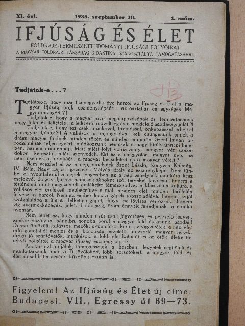 Danielisz Jenő - Ifjúság és Élet 1935. szeptember 20.-1936. június 5. [antikvár]