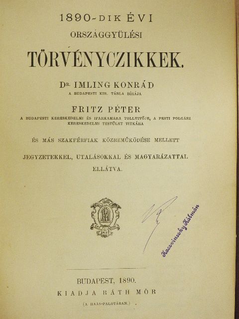 1890-dik évi országgyülési törvényczikkek [antikvár]