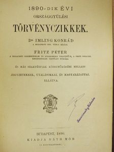 1890-dik évi országgyülési törvényczikkek [antikvár]