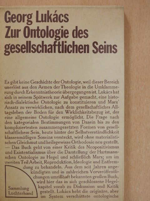 Georg Lukács - Zur Ontologie des gesellschaftlichen Seins [antikvár]