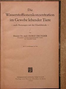Dr. Horst Frunder - Die Wasserstoffionenkonzentration im Gewebe lebender Tiere [antikvár]