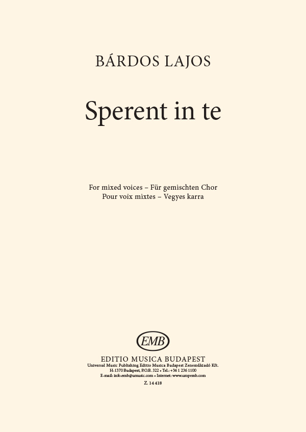 BÁRDOS LAJOS - SPERENT IN TE - VEGYESKARRA