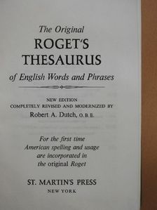 The Original Roget's Thesaurus of English Words and Phrases [antikvár]
